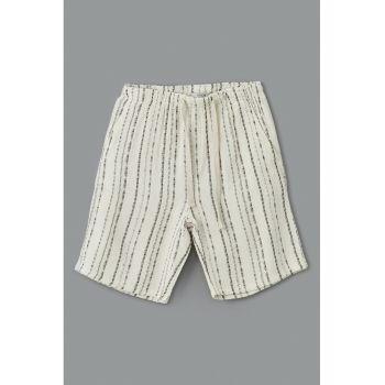 Pantaloni scurti cu model in dungi si talie elastica