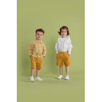 Pantaloni scurti din in cu buzunare
