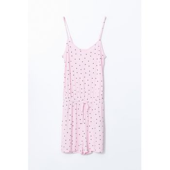 Pijama scurta cu decolteu in V si model cu inimi