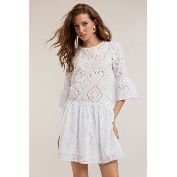 Rochie scurta din bumbac cu maneci medi