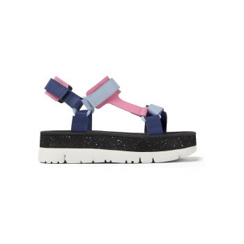 Sandale din piele cu talpa flatform si inchidere velcro