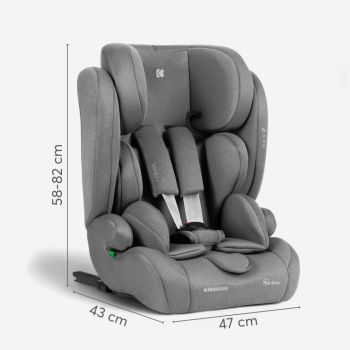 Scaun auto cu ISOFIX KikkaBoo i-Cross i-SIZE Light Grey 76-150 cm,Tetiera reglabila in 13 pozitii cu spuma de memorie,Centura Top Tether,Husa detasabila,Perna reductor