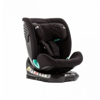 Scaun auto pentru copii cu isofix 4 in 1, Adamex Trip, omologat R129 i-Size, rotativ, cu picior de fixare, 12 niveluri de ajustare a suportului pentru cap, 40-150 cm sau 0-12 ani, Negru