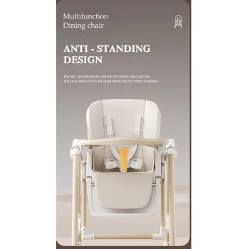 Scaun de masa pentru copii Little Mom White multifunctional 3 in 1, design ergonomic, pliabil, structura piramidala, roti silentioase, suport pentru picioare, dimensiuni 63x80x105 cm