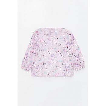 Set de bluza cu bavetica si imprimeu cu unicorn
