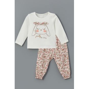 Set de bluza si pantaloni cu imprimeu