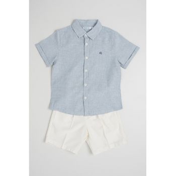 Set de camasa din amestec de in si pantaloni scurti