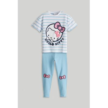 Set de tricou cu imprimeu grafic si colanti - 2 piese
