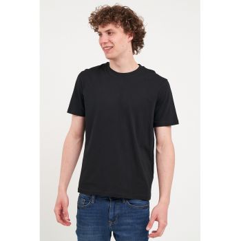 Tricou de bumbac cu decolteu la baza gatului