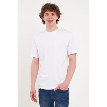 Tricou de bumbac cu decolteu la baza gatului