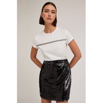 Tricou de bumbac cu margele