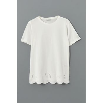 Tricou din bumbac cu detalii brodate