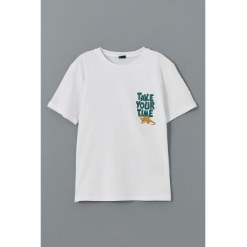Tricou din bumbac cu imprimeu cu dinozaur