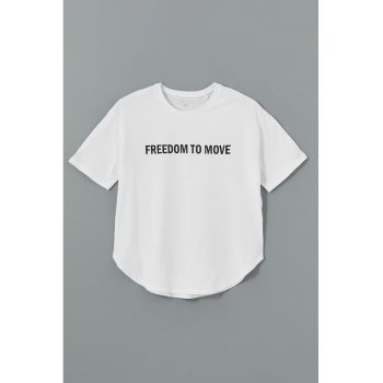 Tricou din bumbac cu imprimeu text