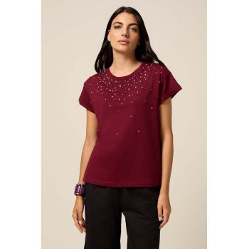 Tricou lejer cu strasuri
