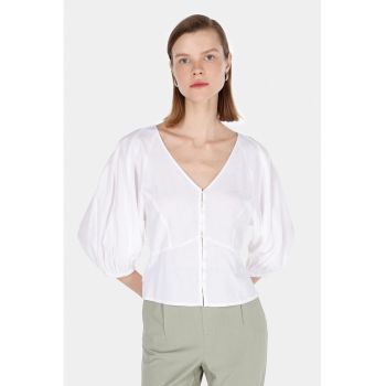 Bluza cu decolteu in V si maneci bufante