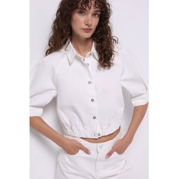 Camasa crop cu maneci medii