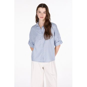 Camasa cu model gingham cu maneci medii