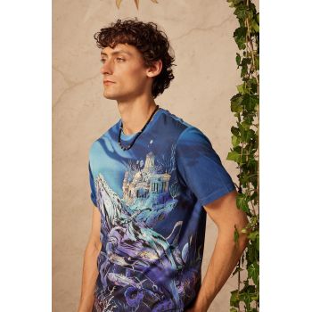 Medicine tricou din bumbac culoarea albastru marin, modelator
