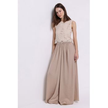 Pantaloni cu croiala ampla - pliuri si talie elastica