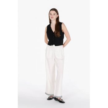 Pantaloni din amestec de in cu croiala ampla