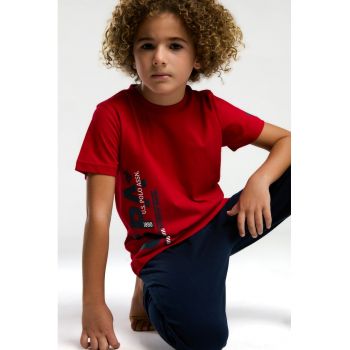 Pantaloni lungi de pijama cu imprimeu logo