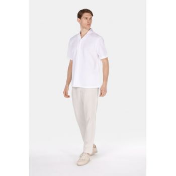 Pantaloni regular-fit din amestec de in