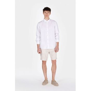Pantaloni scurti din in cu snur in talie