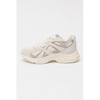 Pantofi sport de piele cu insertii de plasa