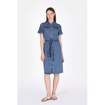 Rochie-camasa slim-fit din denim