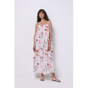 Rochie cu imprimeu floral si bretele