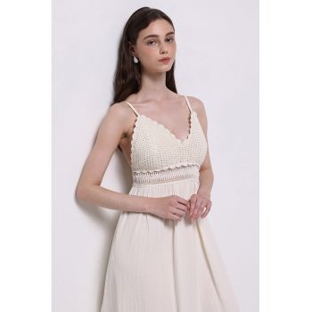 Rochie de bumbac cu croiala in A si bretele subtiri