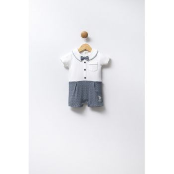 Salopeta scurta de bumbac cu model 2in1