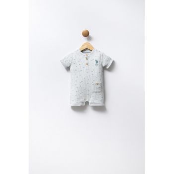 Salopeta scurta de bumbac cu model grafic