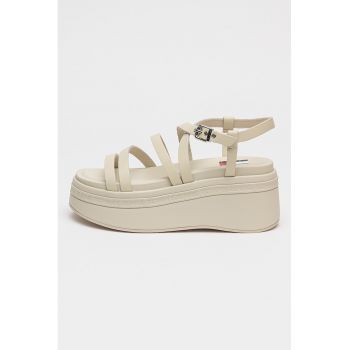 Sandale din piele cu talpa wedge