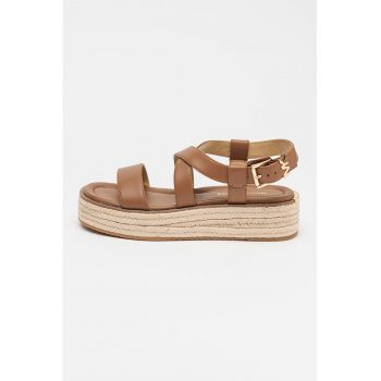 Sandale-espadrile din piele cu talpa flatform Lynn