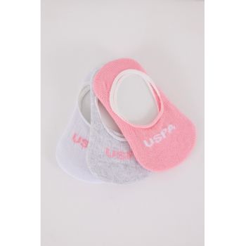 Set de sosete foarte scurte din amestec de bumbac - 3 piese - Roz pastel - Gri deschis melange