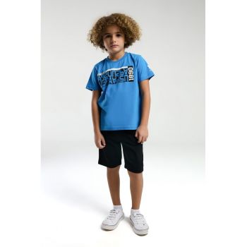 Set de tricou si pantaloni scurti - 2 piese - Negru stins - Alb