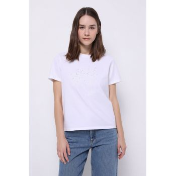 Tricou cu model si decolteu la baza gatului