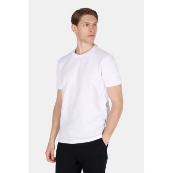 Tricou din bumbac cu decolteu la baza gatului