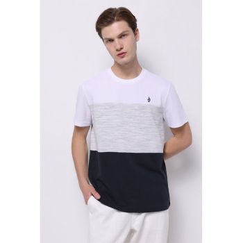 Tricou lejer cu model colorblock