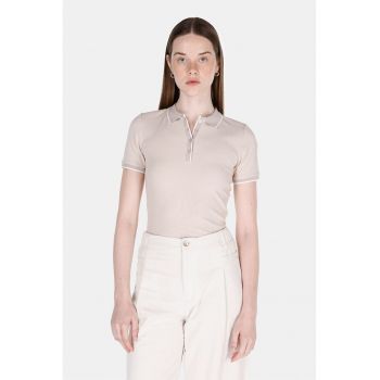 Tricou polo slim-fit cu terminatii contrastante