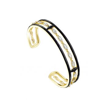 Bratara rigida placata cu aur de 18K si decorata cu zirconia