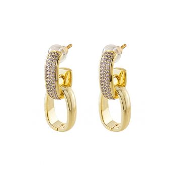 Cercei placati cu aur de 18K si decorati cu zirconia