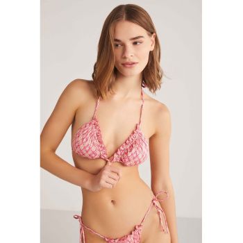 Costum de baie din doua piese cu model in carouri Yasmin