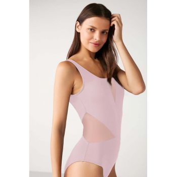 Costum de baie intreg cu segmente semitransparente