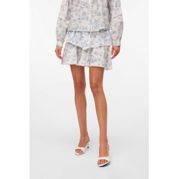 Fusta scurta stratificata cu model floral