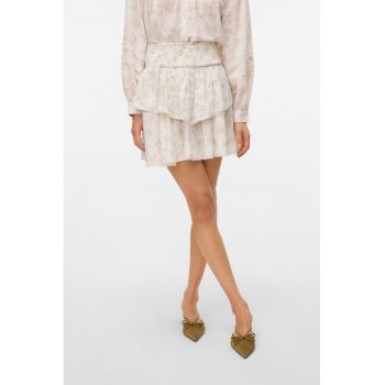 Fusta scurta stratificata cu model floral