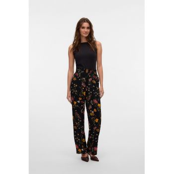 Pantaloni drepti cu imprimeu floral