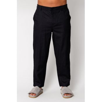 Pantaloni lung din IN cu nasture Black 17613
